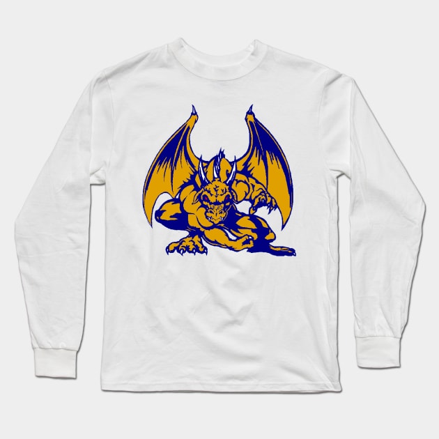 Gold and Blue Dragon Long Sleeve T-Shirt by Spacestuffplus